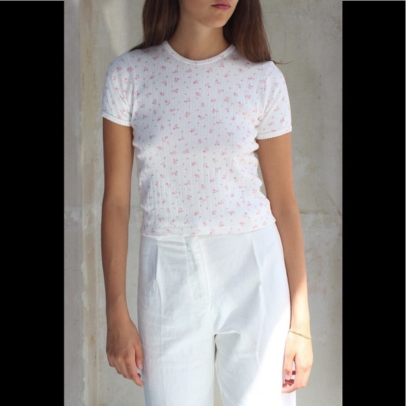 Brandy Melville Tops Brandy Melville Floral Eyelet Tori Top Poshmark